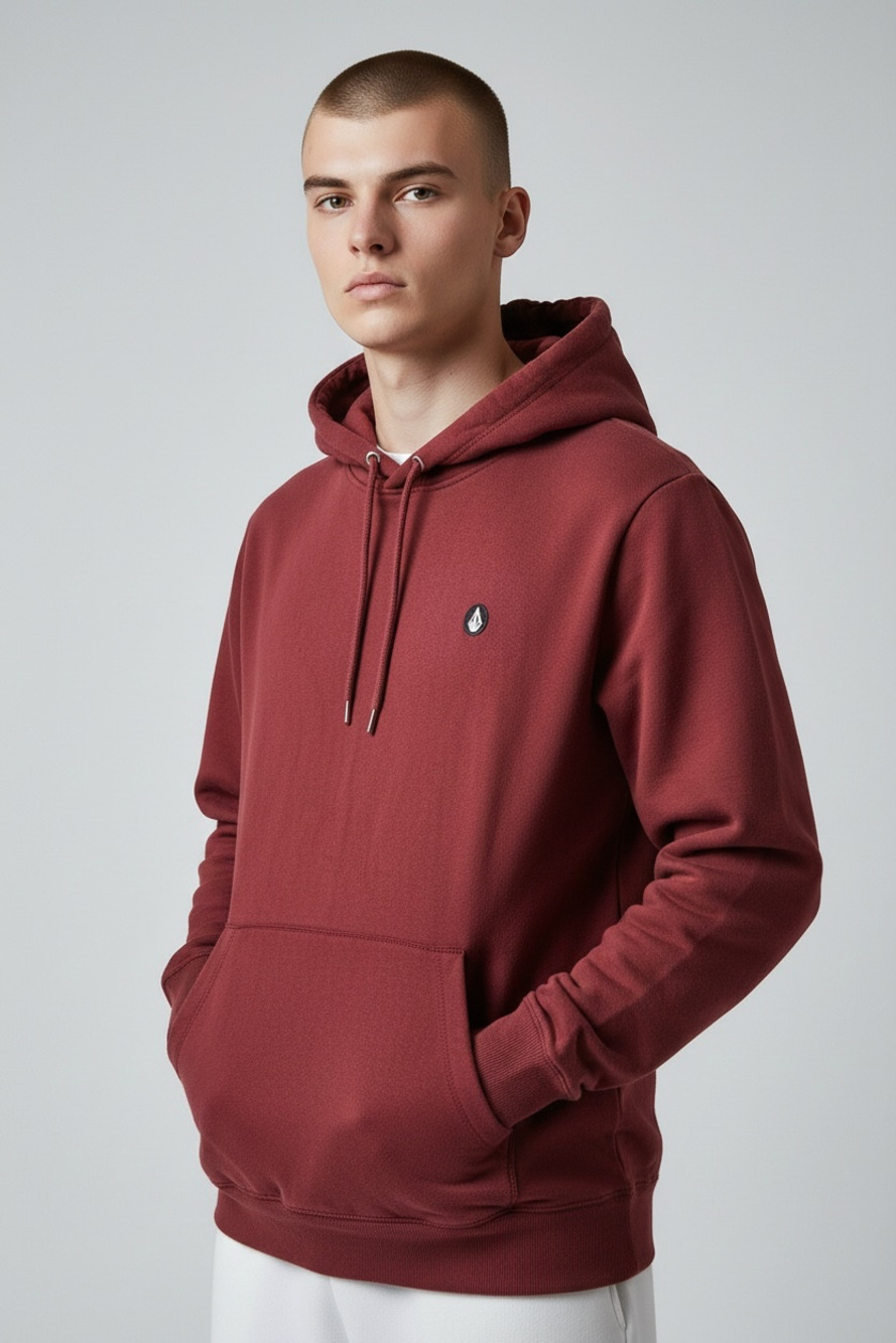 Volcom Single Stone Pullover Hoodie Burgundy Men's Size Medium